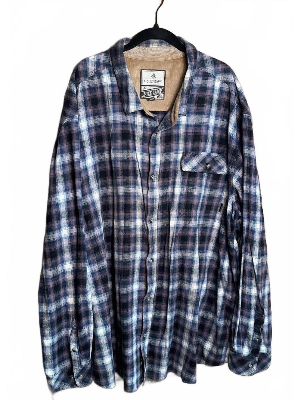 Legendary Whitetails Buck Camp Plaid Button-Up Shirt 100% Cotton 4XT